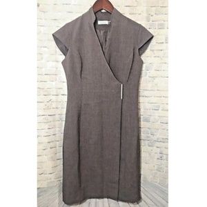 Calvin Klein Brown Sheath Career/Work Wrap Dress